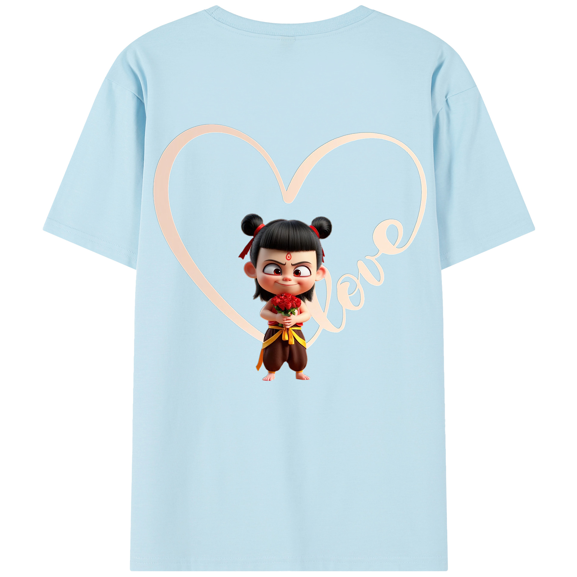 （画像用） Ne Zha 2 ナタ 魔童の大暴れ 綿100％半袖Tシャツ（背面プリント）
